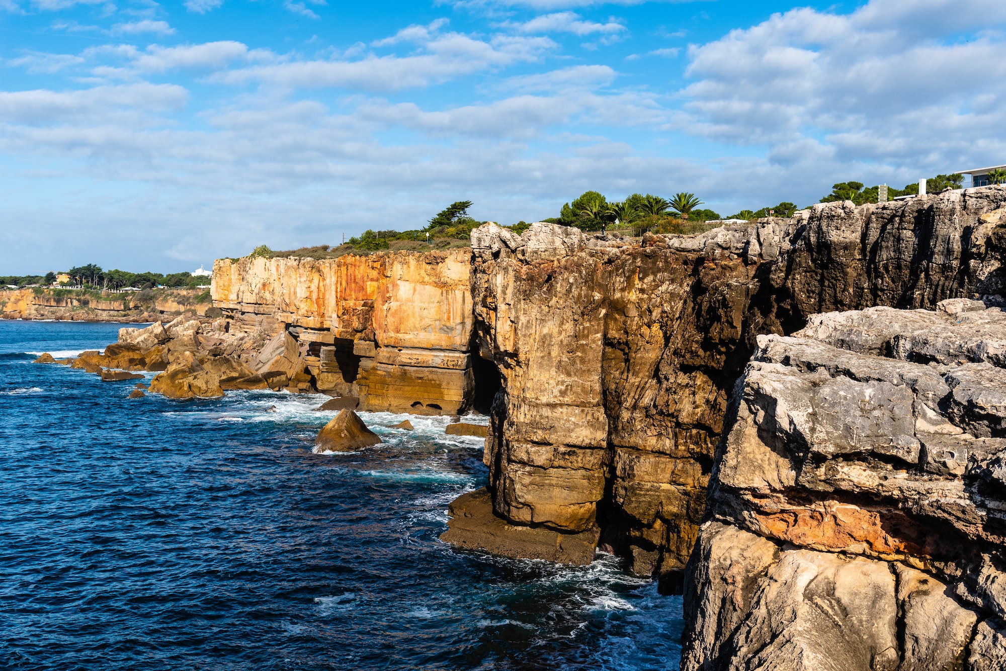 View of Boca do Inferno a rock formation in the coast of Cascais